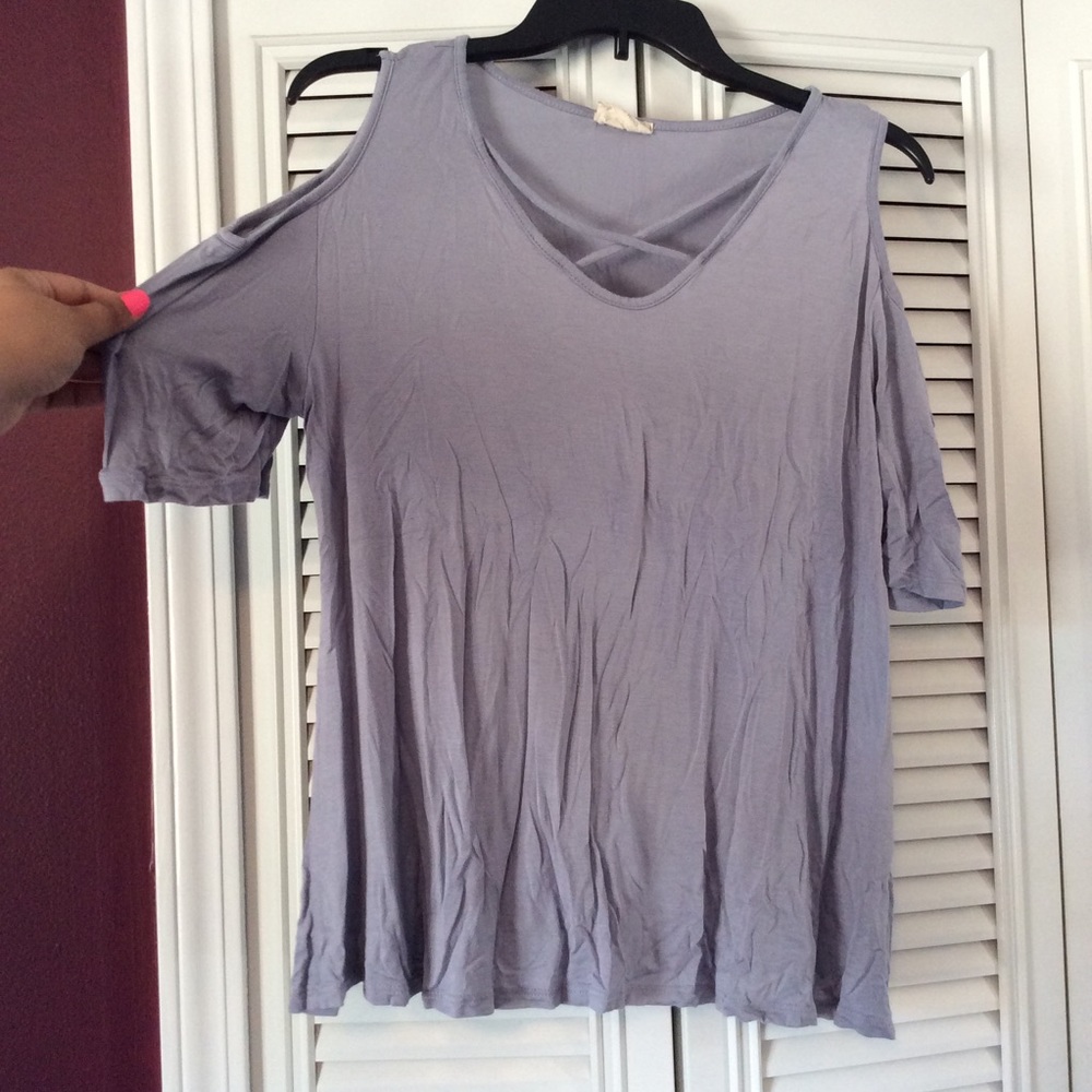 Cold Shoulder, Cross Neck Shirt